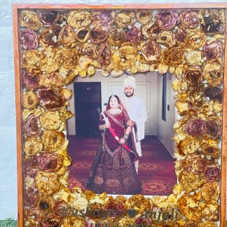 Wedding Photo Resin Frame with Real Dried Roses ( 15 by 18- Inch)