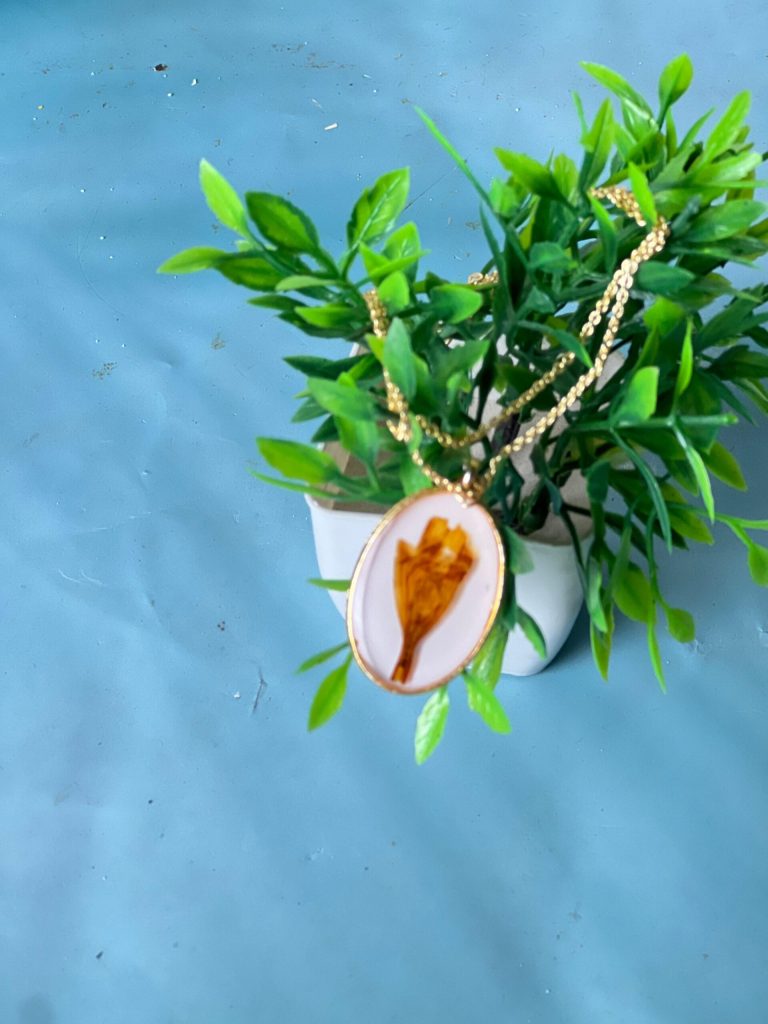 Resin Pendant with Real Flower | Handmade Resin Jewelry