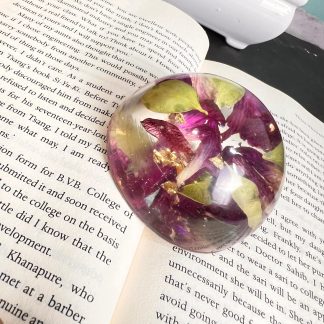 Resin Flower Paperweight with Real Petals