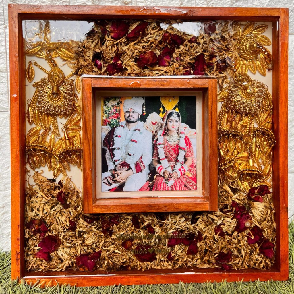 Wedding Varmala Photo Frame with Resin | Photo Preservation ( 12 by 12- Inch)