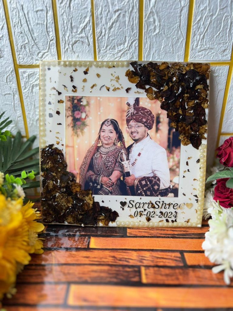 10 – Inch Square Resin Jaimala Preservation Frame  | Custom Wedding Keepsake