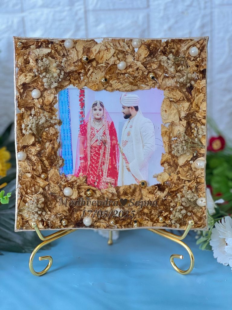 Beautiful Wedding Varmala Preserved Resin Photo Frame – (8) Inch