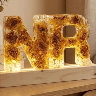 (6 ) Inch Resin LED Lamp with N & R Initials | Wedding Varmala Flowers