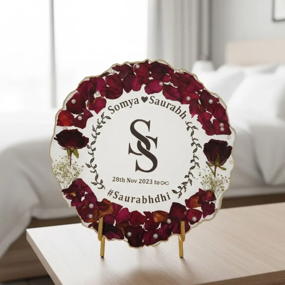 Couple Names & Wedding Date Preservation Resin Frame (10 Inch)