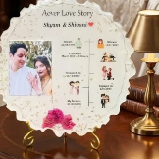 Custom Couple Love Story Resin Frame with Photo & Timeline – (10) Inch