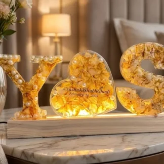 Custom Resin LED Name Frame with Varmala Flowers – Y💛S Initials ( 6- Size)