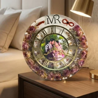 Epoxy Wedding Garland Preserved Wall Clock ( 12 inch )