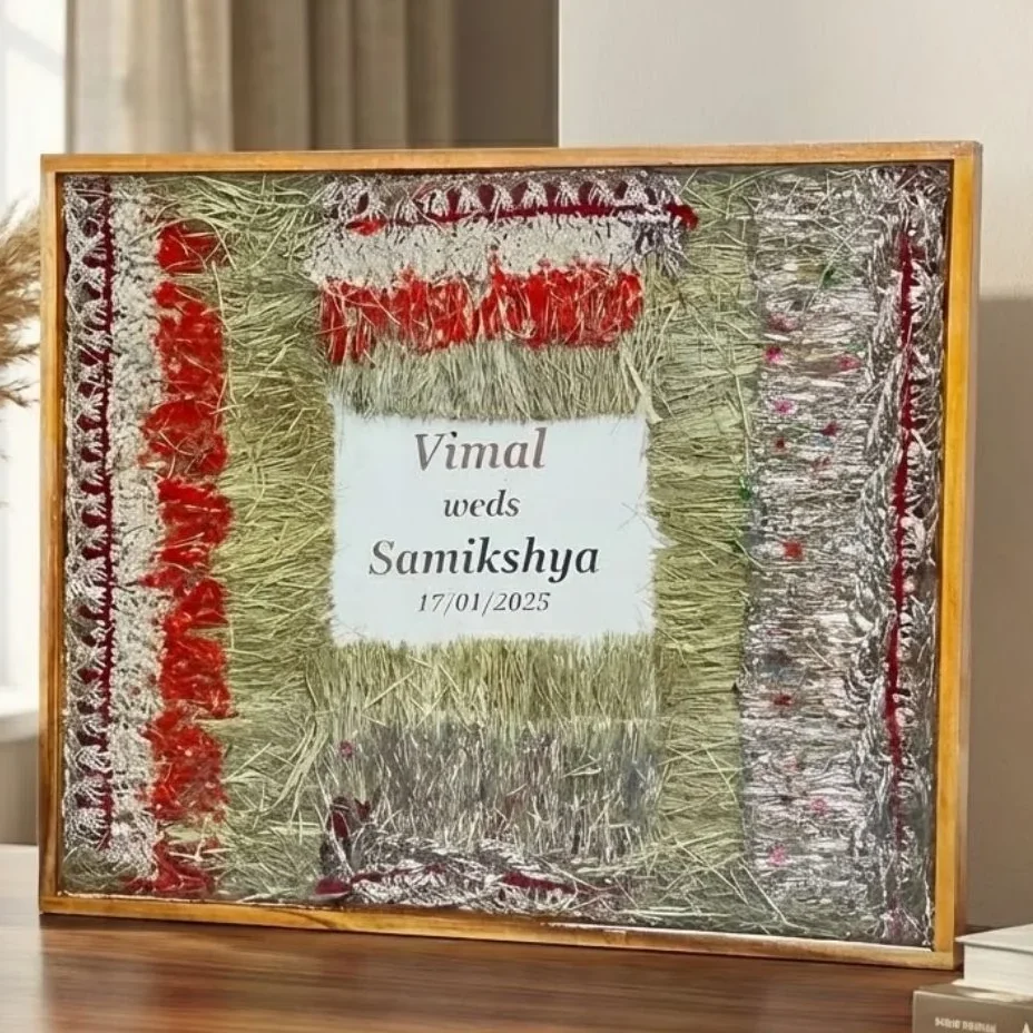 Nepali Wedding Varmala Resin Frame with Name Initials – (15by18) Inch Wooden Frame