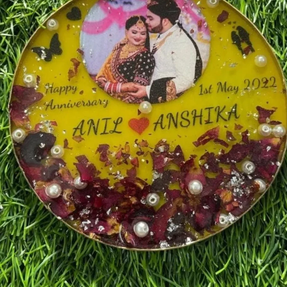 Epoxy Resin Jaimala Preservation Couple Photo Frame (8,12 Inch)
