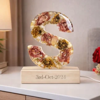 Resin varmala preservation name initials with LED wooden stand