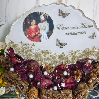 Deep Casting Varmala Frame | Preserved Wedding Flowers Resin Frame ( 8- Inch)