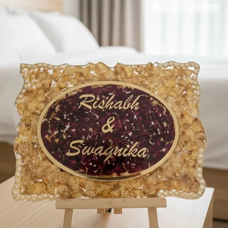 Wedding Garland Preservation in Resin Nameplate (12x16 Inch)