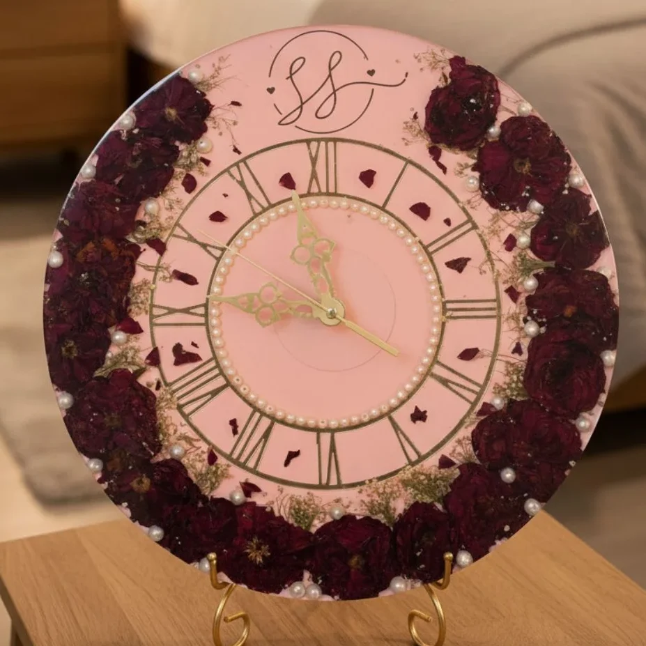Wedding Varmala Flower Wall Clock – (14) Inch Resin Clock