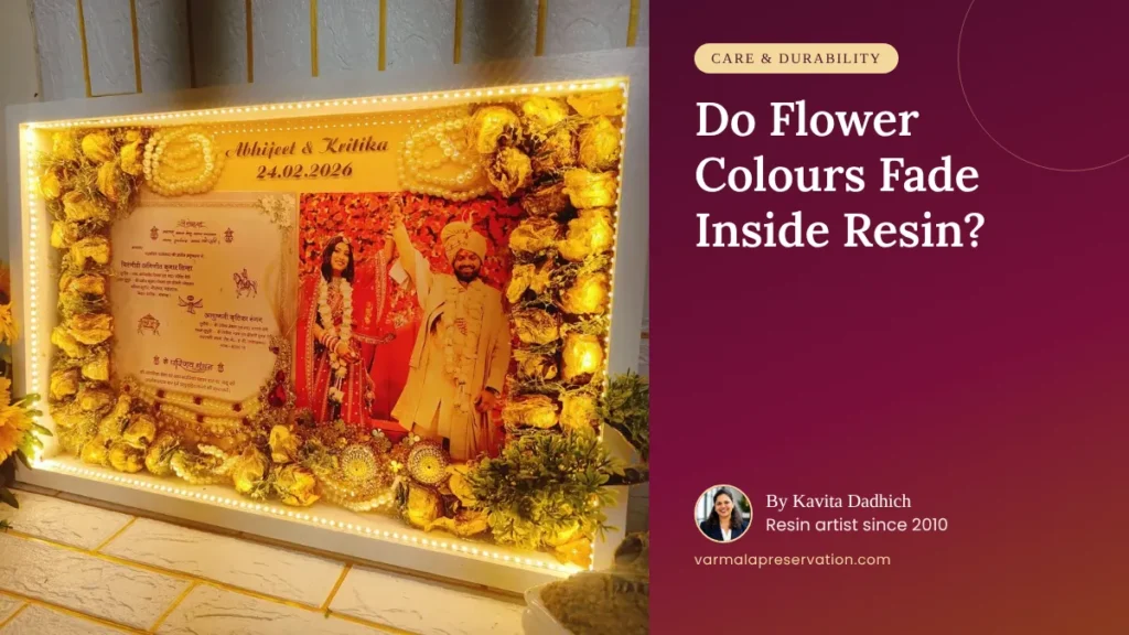 Does Preserved Flower Color Fade or Change Inside Resin Frames?
