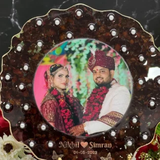 Resin Rose Preservation in Round Curve Shape Frame ( 10 inch )