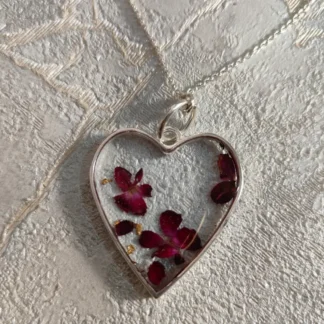 Heart-shape Resin Silver Pendant