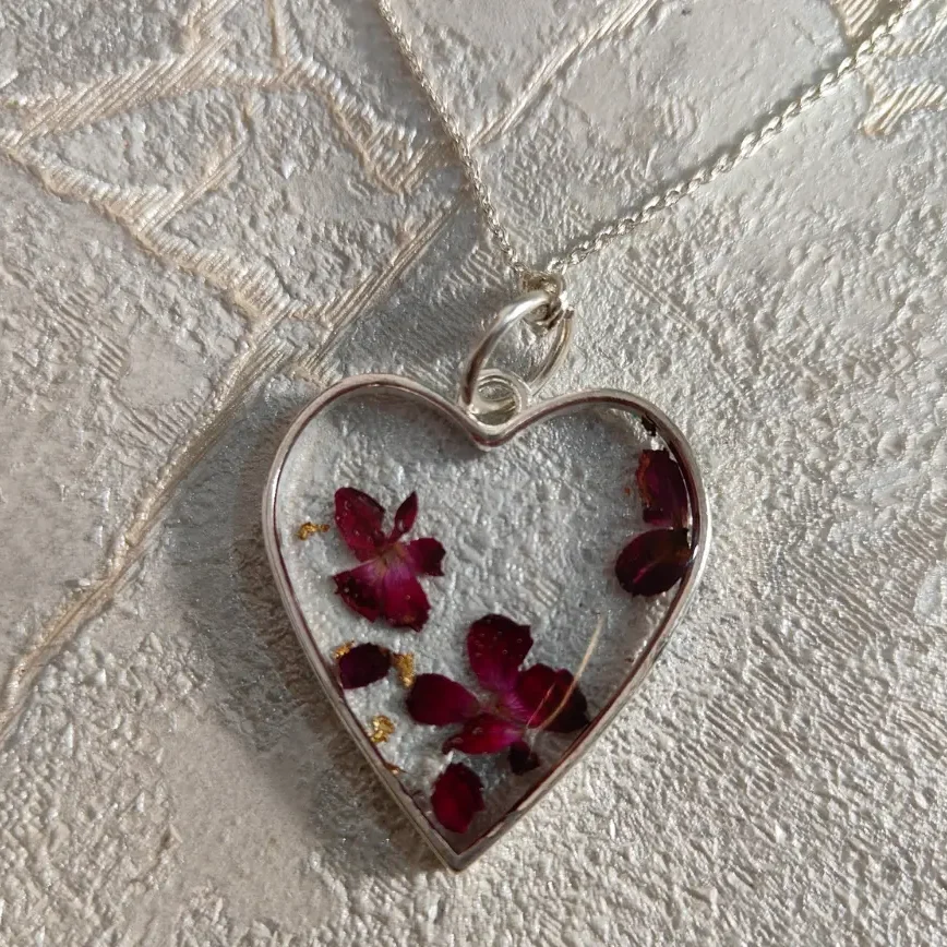Heart-shape Resin Silver Pendant