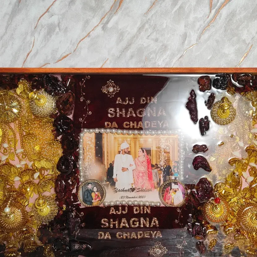 Rectangle Wedding Varmala & Kaleere Preservation Frame (16×24 Inch)