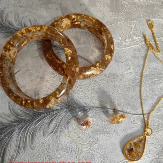 Epoxy Resin Bangles, Pendant & Earrings Set