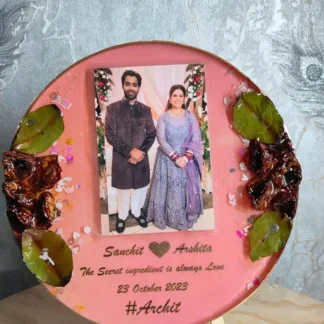 Wedding Garland Flower Preserved Resin Couple Photo Frame (8 inches)