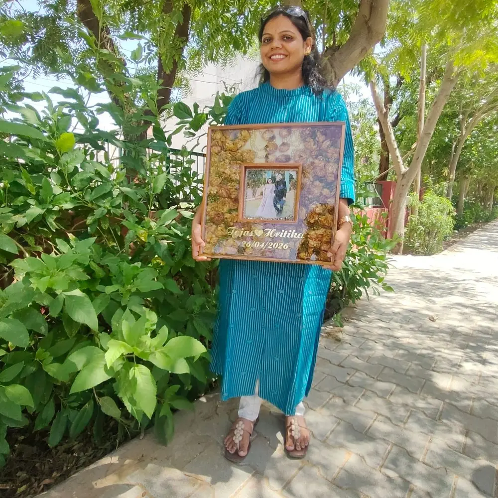 Varmala frame with couple names and wedding photo