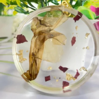 Personalized Resin Keychain with Dried Rose Petals