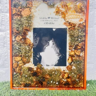 Rectangle Resin Frame with Photo & Name | Custom Wedding Keepsake ( 15 by 18- Inch)