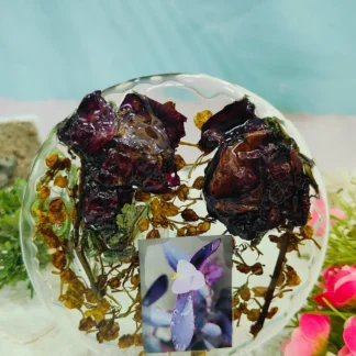 Round Resin Keepsake with Preserved Flowers and Photo – (5) Inch