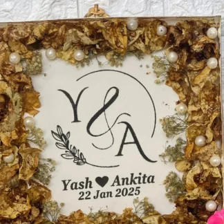 Wedding Card & Jaimala Flower Preservation in Resin (8- Inch)