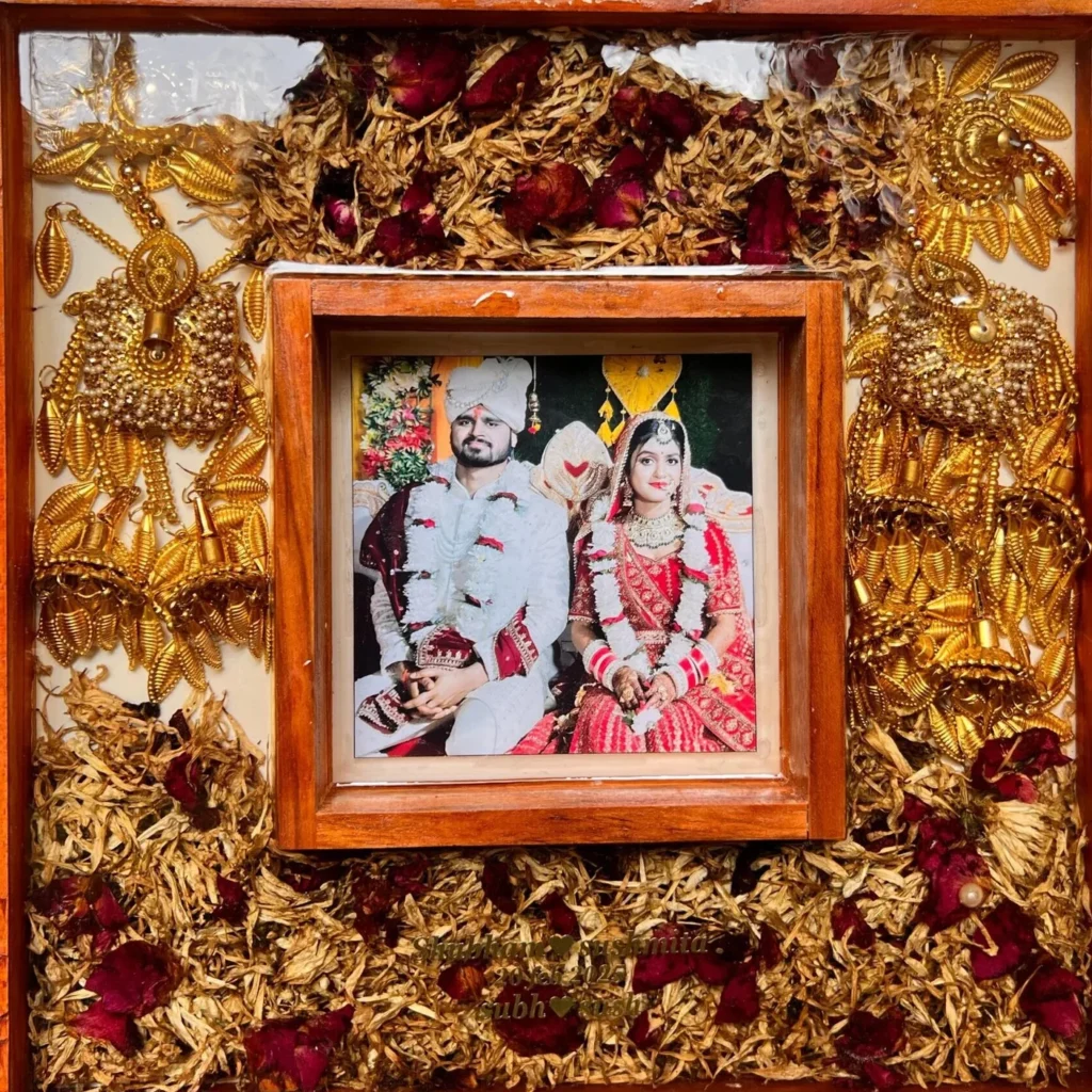 Wedding Varmala Photo Frame with Resin | Photo Preservation ( 12 by 12- Inch)