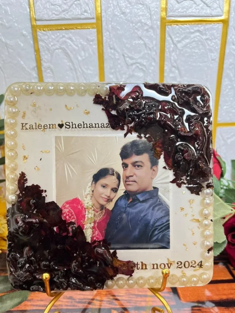 6 Inch Resin Varmala Photo Frame | Wedding Flower Preservation Gift