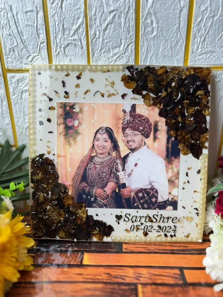 10 – Inch Square Resin Jaimala Preservation Frame  | Custom Wedding Keepsake